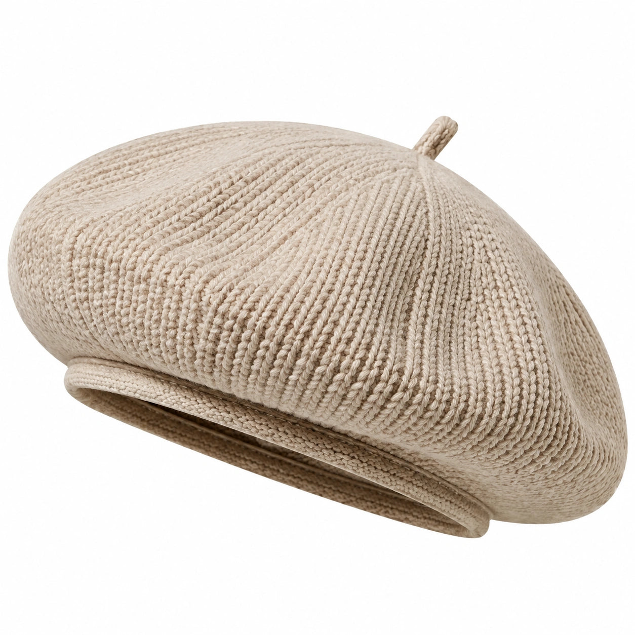 Boina de punto talla única beige estilo francés para uso diario