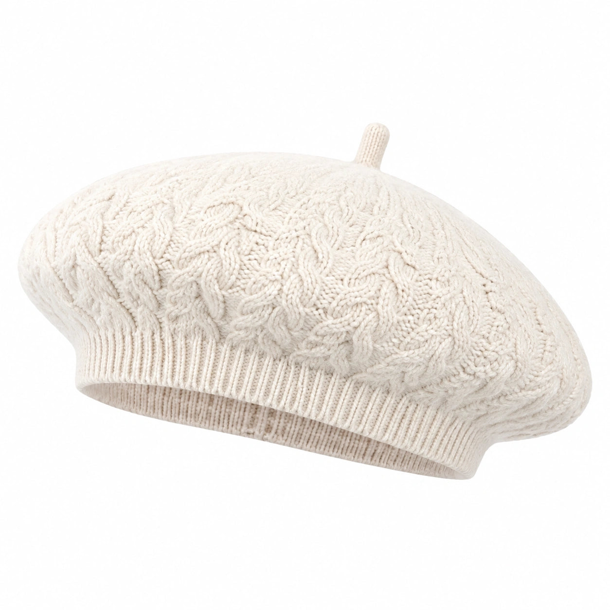 Boina de punto trenzado beige talla única para uso diario