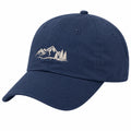 Gorra de béisbol talla única de tejido azul marino con bordado de montaña para uso diario