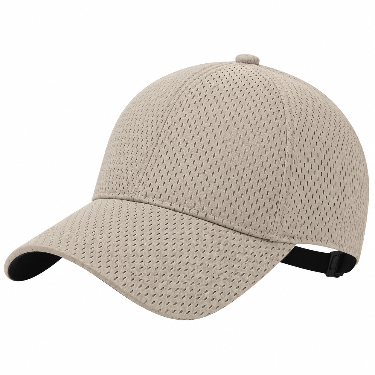 Gorra de béisbol talla única beige de tejido perforado ajustable transpirable