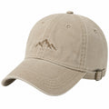 Gorra de béisbol talla única de algodón beige con visera curva y bordado de montaña