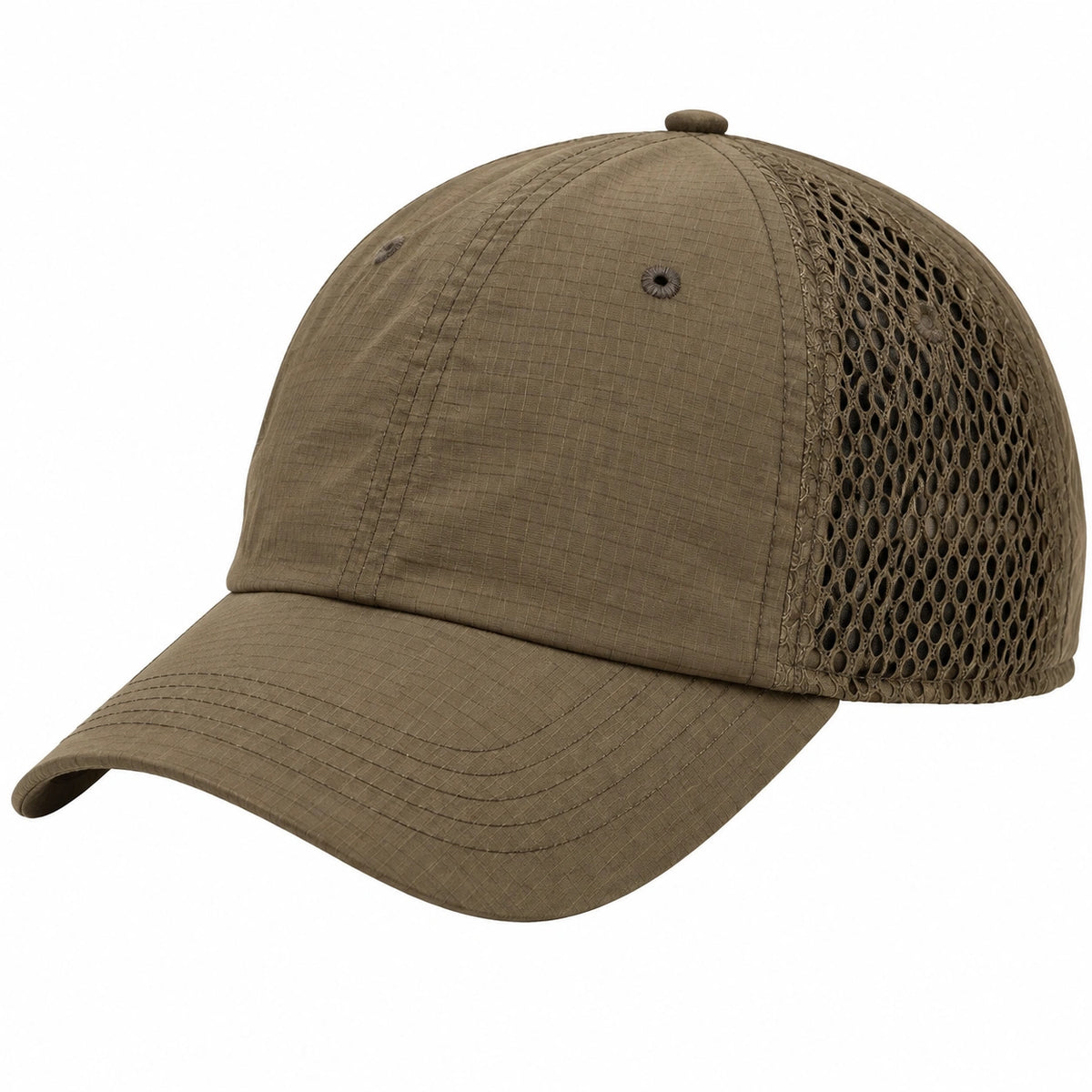 Gorra de béisbol talla única de tejido y malla marrón - visera curva transpirable