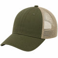 Gorra de béisbol talla única de tejido verde oliva y malla beige con visera curva transpirable