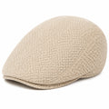 Gorra plana talla única beige de tejido texturizado estilo clásico