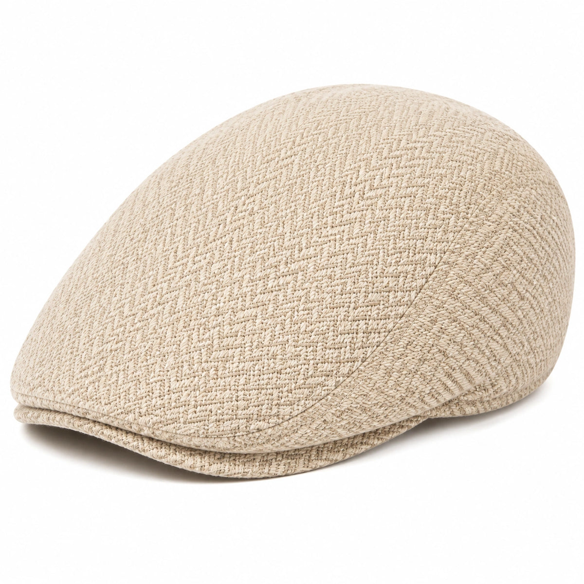 Gorra plana talla única beige de tejido texturizado estilo clásico