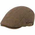 Gorra plana talla única de tejido marrón con espiga ajustable estilo clásico