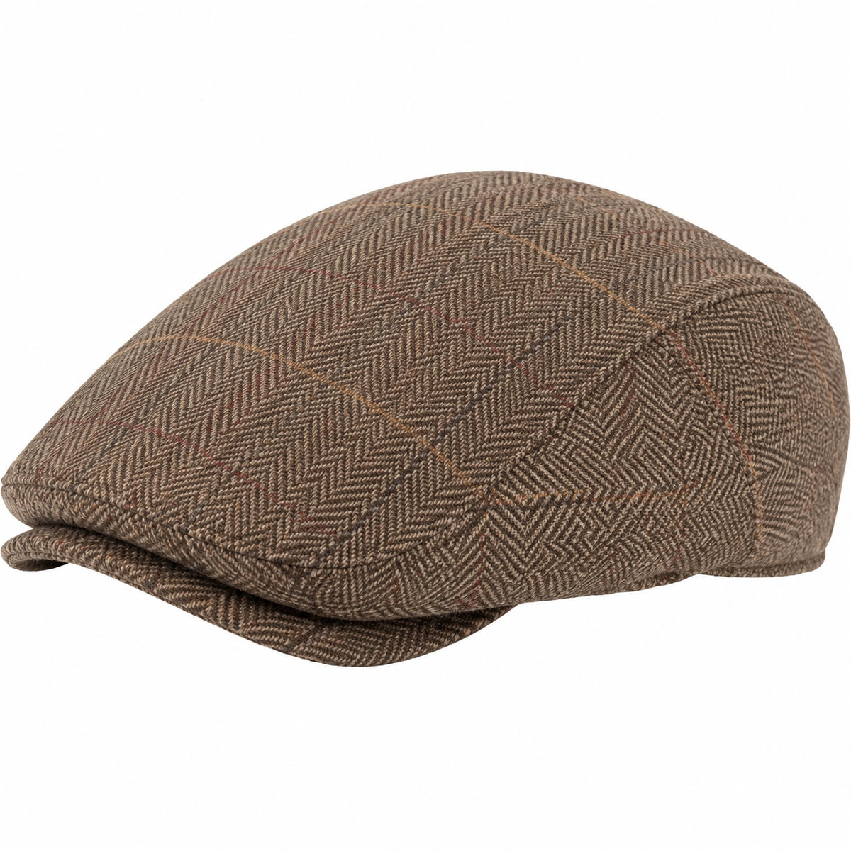 Gorra plana talla única de tejido marrón con estampado de espiga para uso diario
