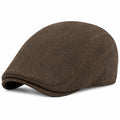 Gorra plana talla única de tejido marrón con espiga - estilo clásico