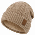 Gorro de punto talla única beige con forro suave estilo casual