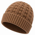 Gorro de punto talla única marrón con borde doblado para uso diario