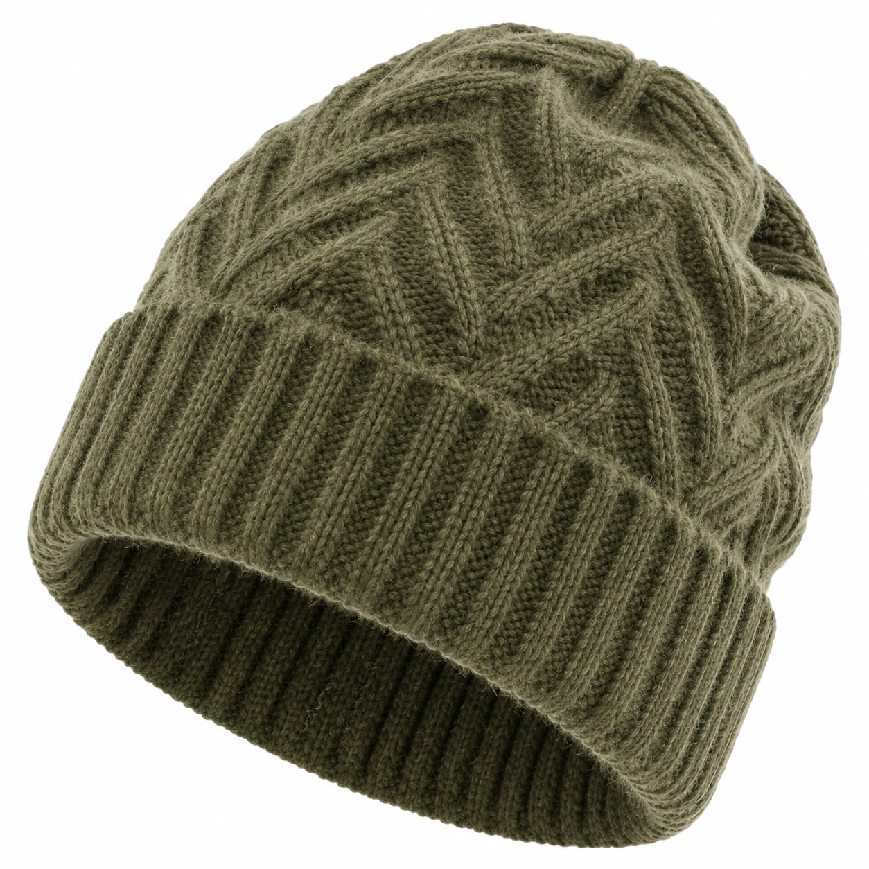 Gorro de punto talla única verde oliva - textura trenzada para uso diario