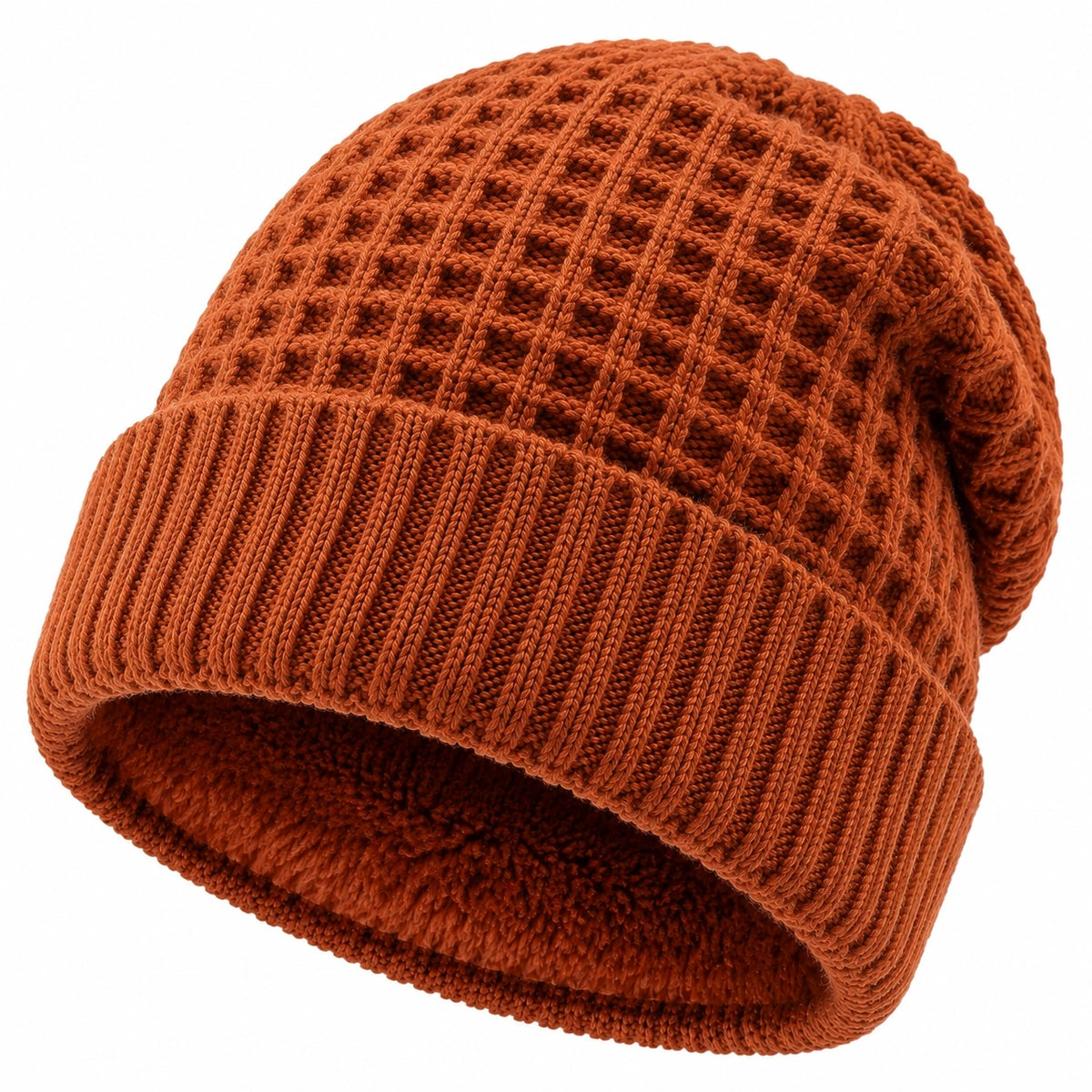 Gorro de punto naranja de talla única - tejido elástico con vuelta para uso diario