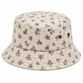 Sombrero de pescador talla única de tejido beige con flores azules para uso diario