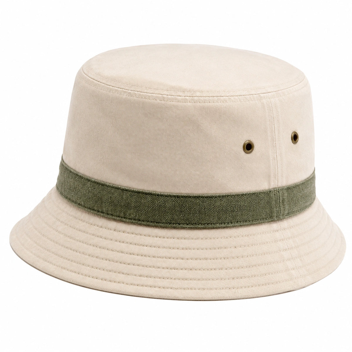 Sombrero pescador talla única de algodón beige y verde estilo casual