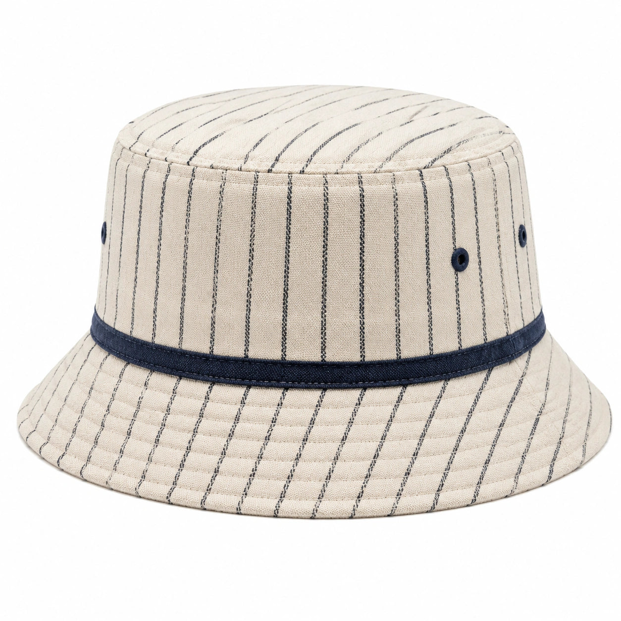 Sombrero de pescador talla única de tejido beige y azul marino a rayas para uso diario