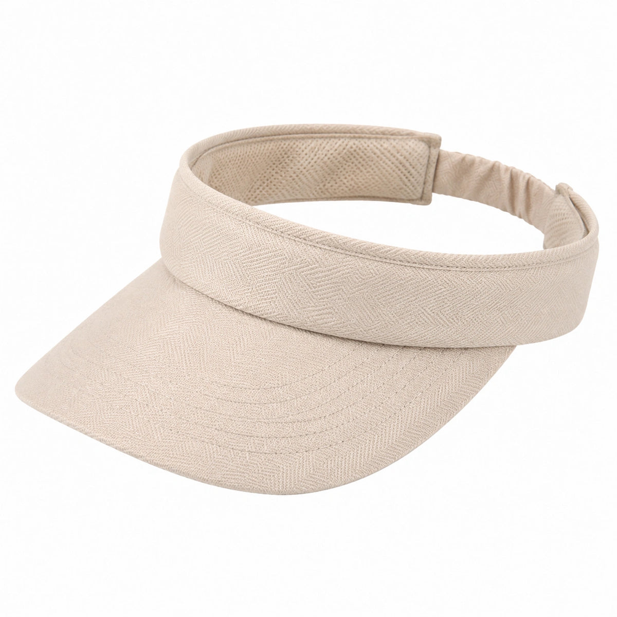 Visera de talla única en tejido beige - ajuste elástico para protección solar